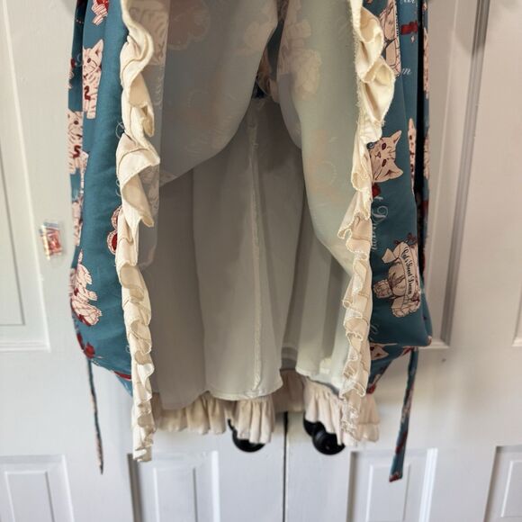 Lolita Dress Med Sweet Kawaii Cats Kittens Hearts Teal Goth Tea Party Baby Doll - Picture 5 of 15